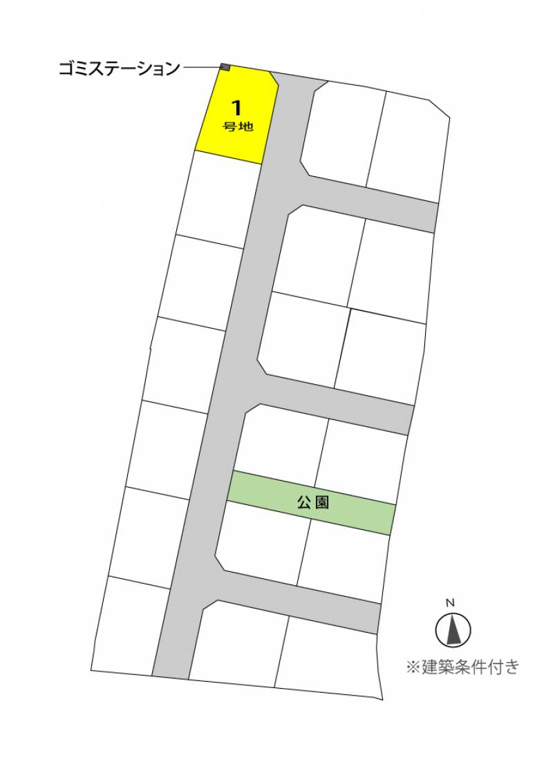 高松市飯田町 グッドタウン飯田Ⅱ1号地の区画図