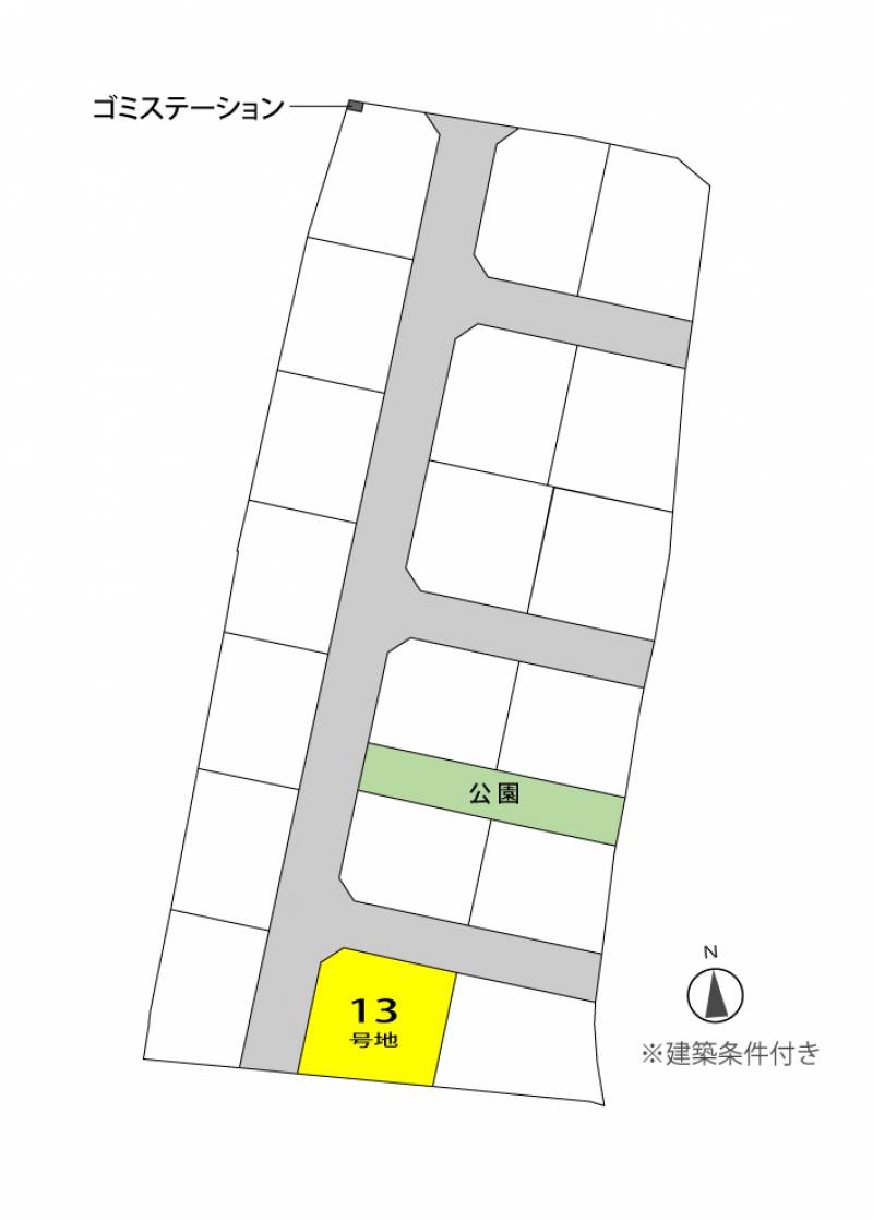 高松市飯田町 グッドタウン飯田Ⅱ13号地の区画図