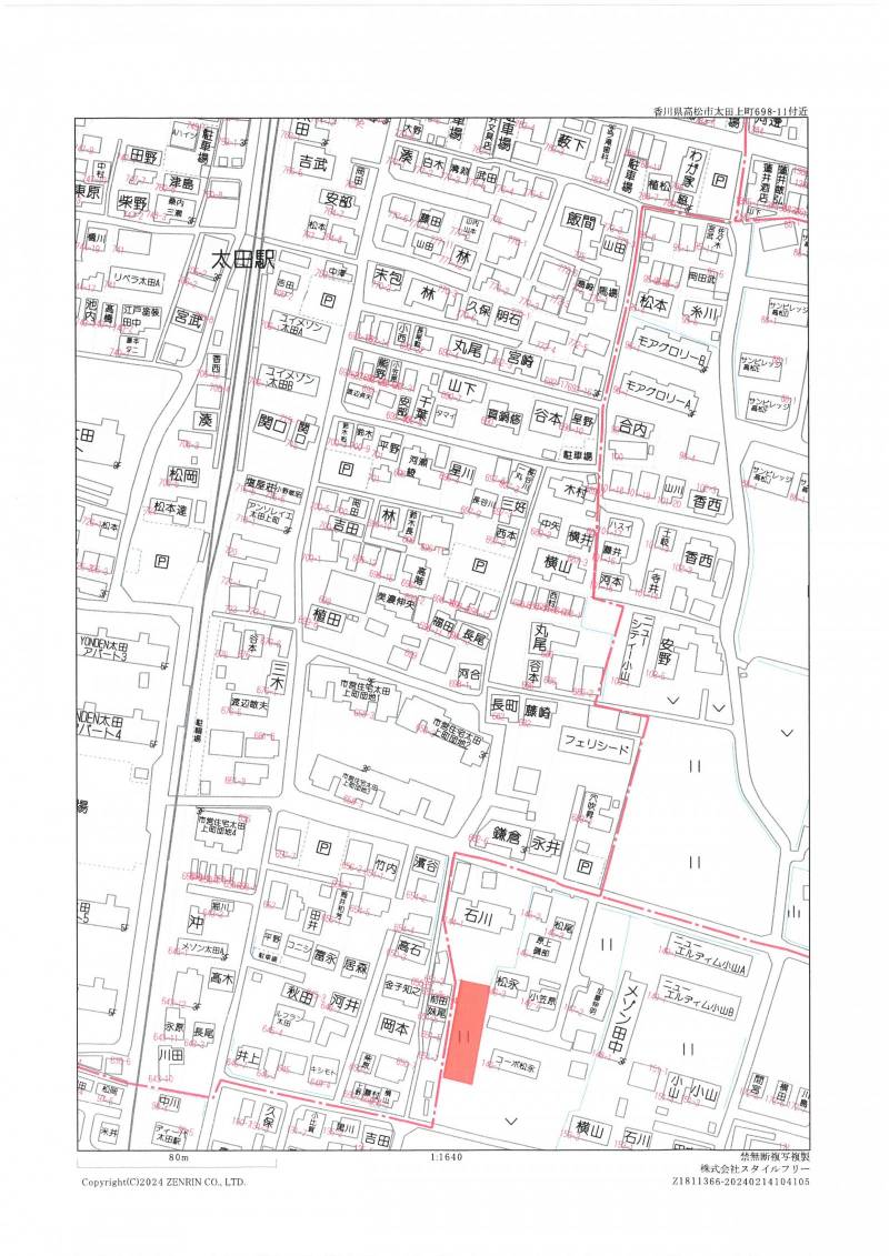 高松市多肥上町 の区画図
