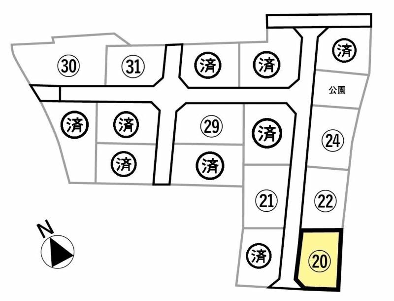 観音寺市柞田町 ビーンズタウン柞田Ⅱ第3期20号地の区画図