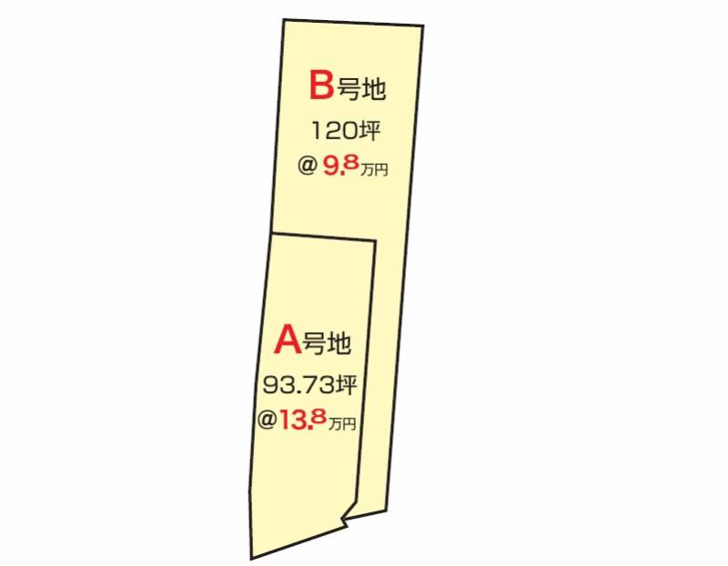 香美市土佐山田町中野 B号地の区画図
