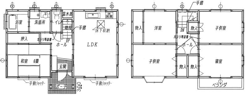 さぬき市寒川町石田東 一戸建 寒川町石田東２階建て中古住宅の間取り画像