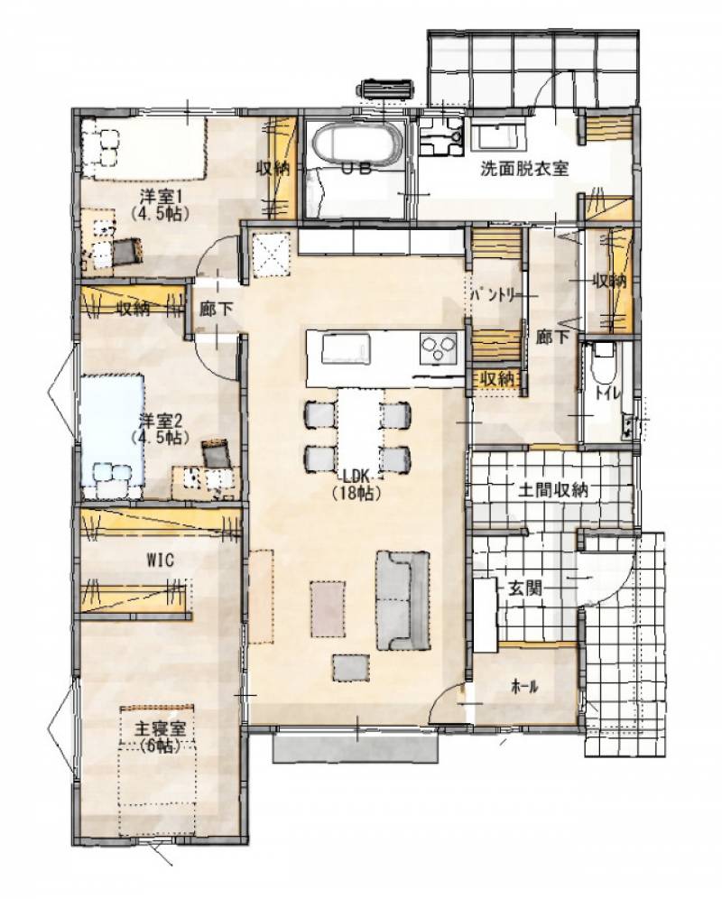 木田郡三木町平木 一戸建 LB平木Ⅱ　A号地モデルハウス(建築中)の間取り画像