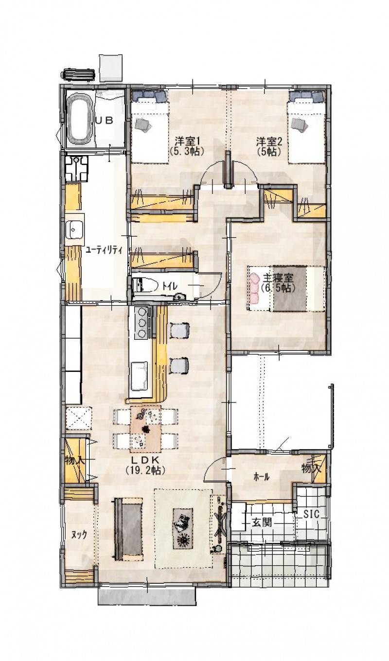 木田郡三木町平木 一戸建 LB平木Ⅱ　E号地モデルハウスの間取り画像