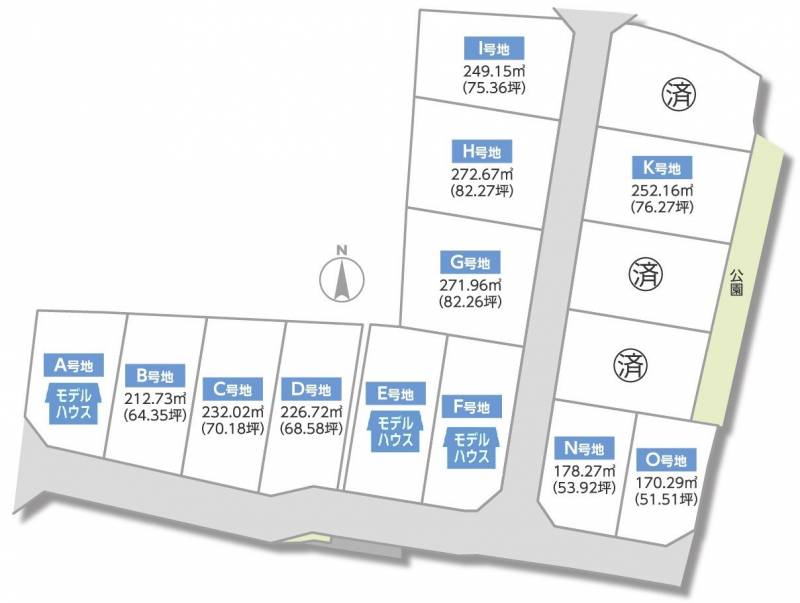 木田郡三木町平木 エルブライト平木ⅡN号地の区画図