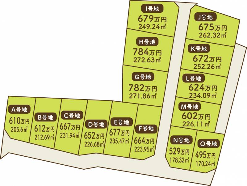 木田郡三木町平木 エルブライト平木ⅡO号地の区画図