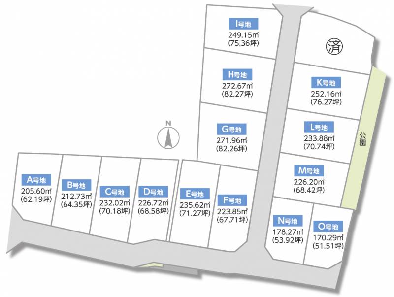 木田郡三木町平木 エルブライト平木ⅡC号地の区画図