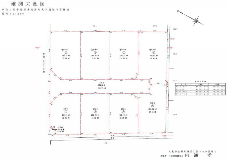 仲多度郡多度津町道福寺 メリットタウン豊原中央5号地の区画図