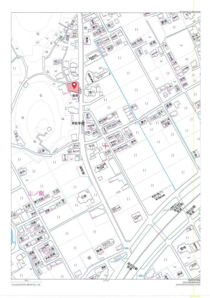 丸亀市川西町北 川西町北双子山の区画図