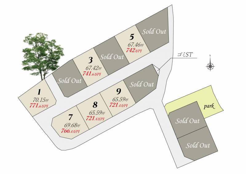 坂出市林田町 スカイタウン林田町Ⅷ9号地の区画図