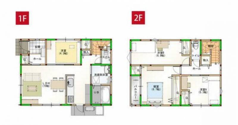 高松市多賀町 一戸建 家事楽デザイナーズハウス新築 高松市多賀町 2号棟2号棟の間取り画像