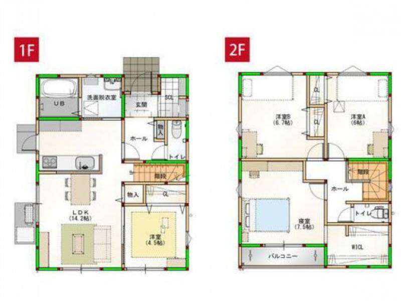 高松市茜町 一戸建 家事楽デザイナーズハウス新築　高松市茜町　1号棟の間取り画像