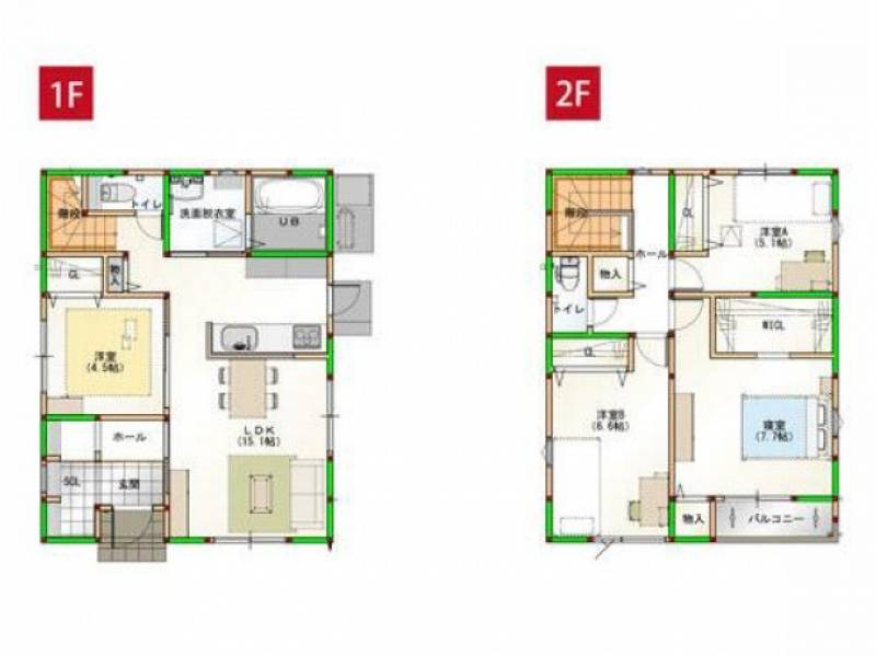 高松市国分寺町国分 一戸建 家事楽デザイナーズハウス 新築 高松市国分寺町 5号棟5号棟の間取り画像