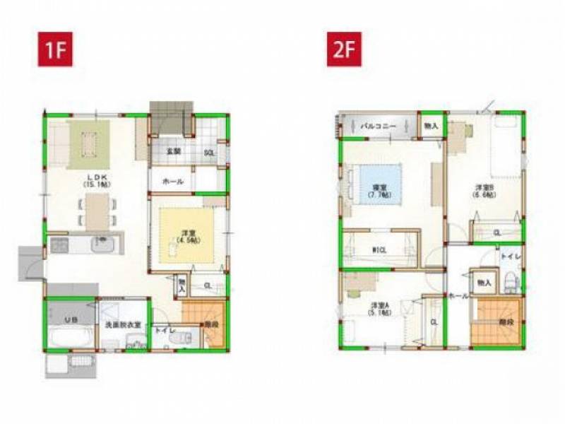 高松市三条町 一戸建 家事楽デザイナーズハウス新築 高松市三条町 4号棟4号棟の間取り画像