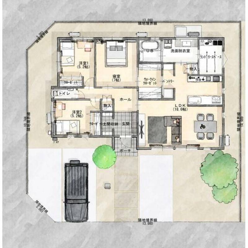 高松市下田井町 一戸建 アイタウン下田井 25号地モデルハウス25号地の間取り画像