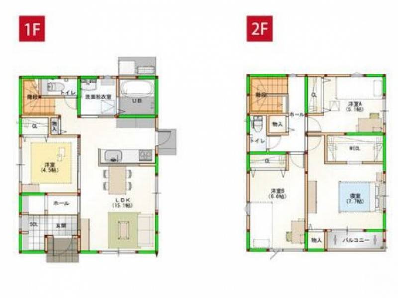 高松市上林町 一戸建 家事楽デザイナーズハウス新築　高松市上林町 1号棟1号棟の間取り画像