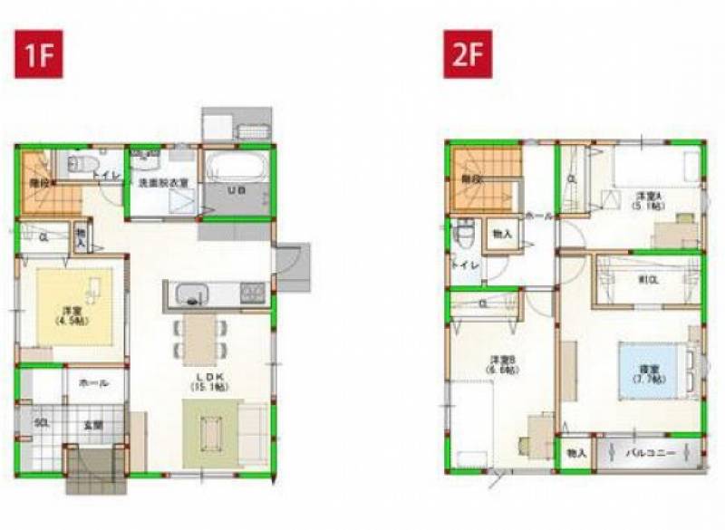 高松市西町 一戸建 家事楽デザイナーズハウス新築　高松市西町　２号棟2号棟の間取り画像