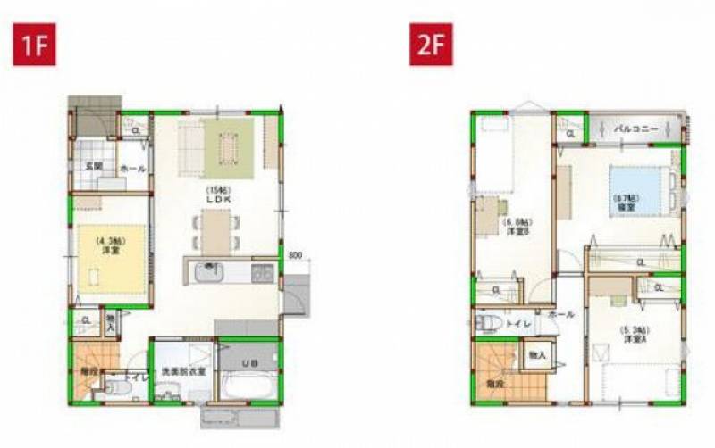 高松市国分寺町福家 一戸建 家事楽デザイナーズハウス新築　高松市国分寺町　６号棟の間取り画像