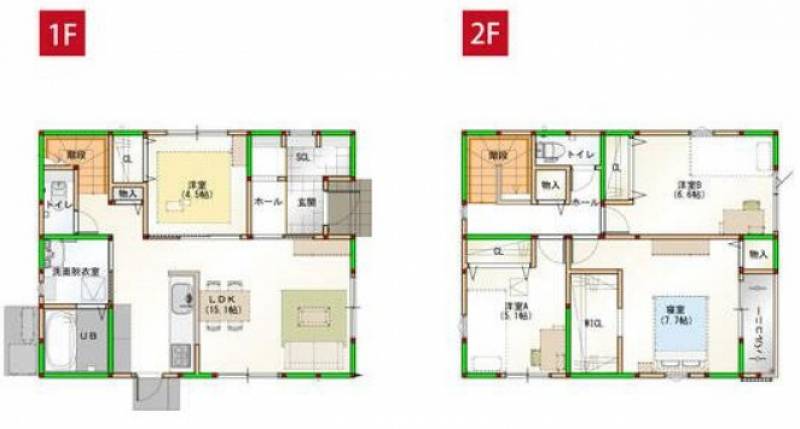 高松市香西南町 一戸建 家事楽デザイナーズハウス新築　高松市香西南町　４号棟の間取り画像