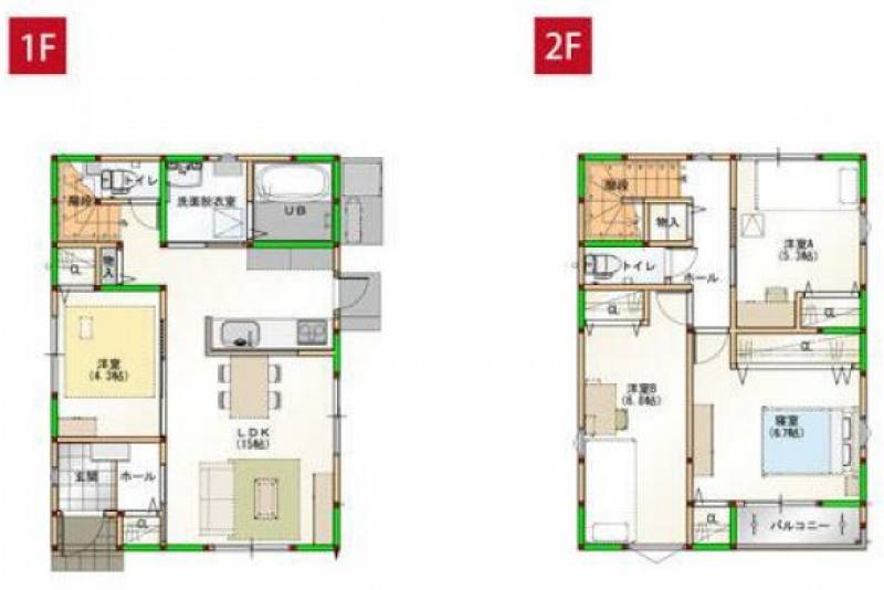 高松市一宮町 一戸建 家事楽デザイナーズハウス新築　高松市一宮町　１号棟1号棟の間取り画像