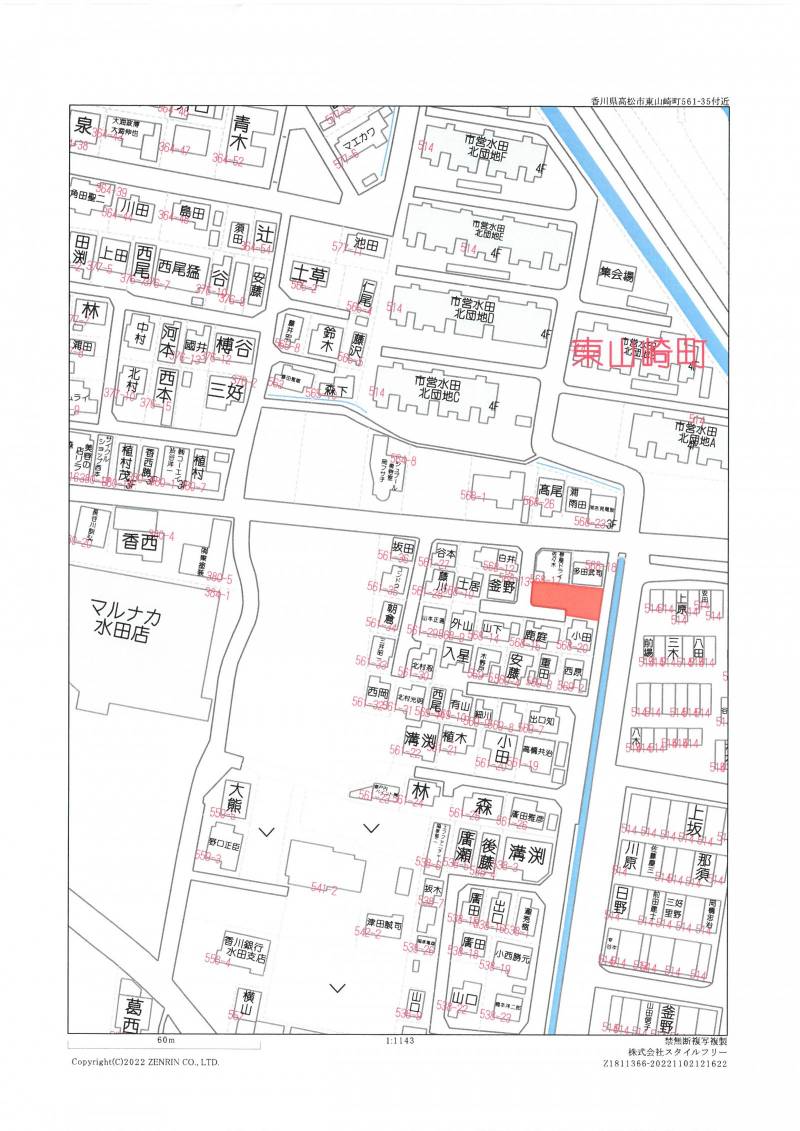 高松市東山崎町 の区画図
