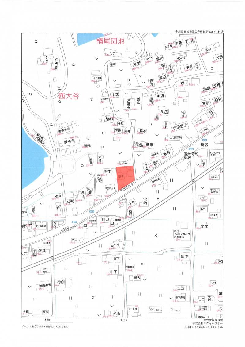 高松市国分寺町新居 の区画図