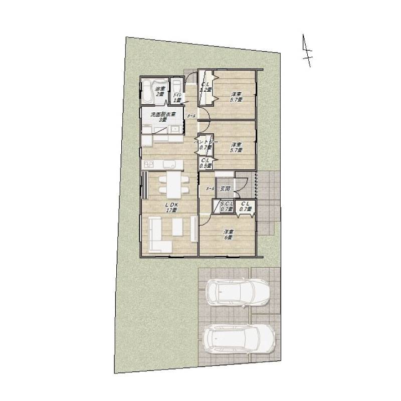 高松市三谷町 一戸建 三谷町1号地の間取り画像