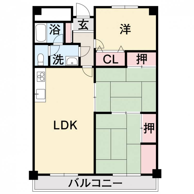 丸亀城乾マンション 607の間取り画像