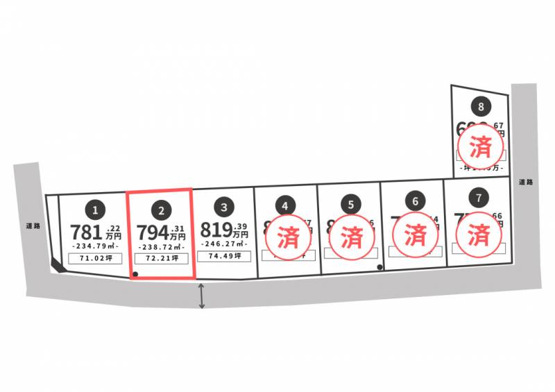 木田郡三木町池戸 クローバータウン池戸2号地の区画図