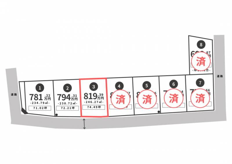 木田郡三木町池戸 クローバータウン池戸3号地の区画図