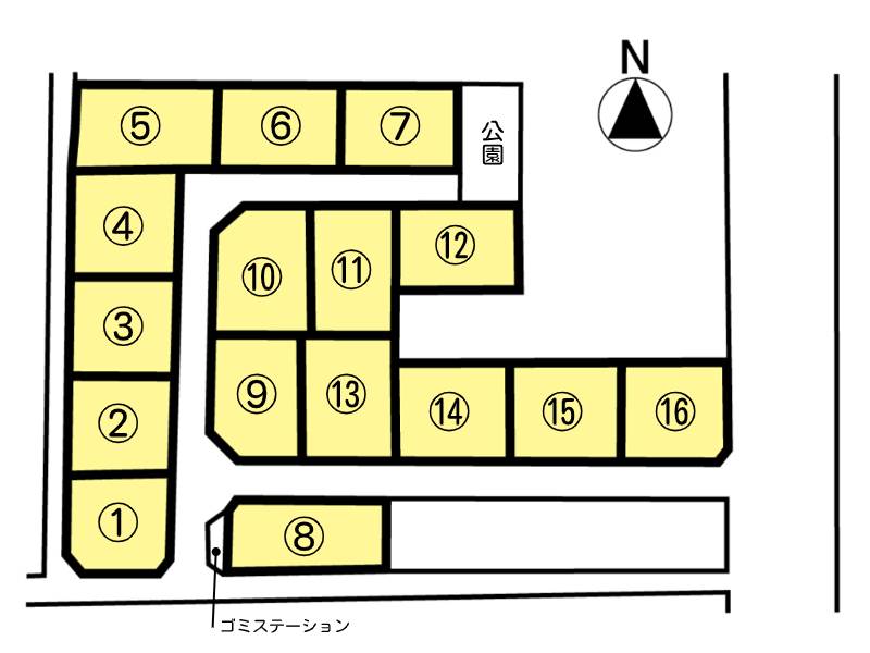 丸亀市飯野町西分 サンハウス飯野12号地の区画図