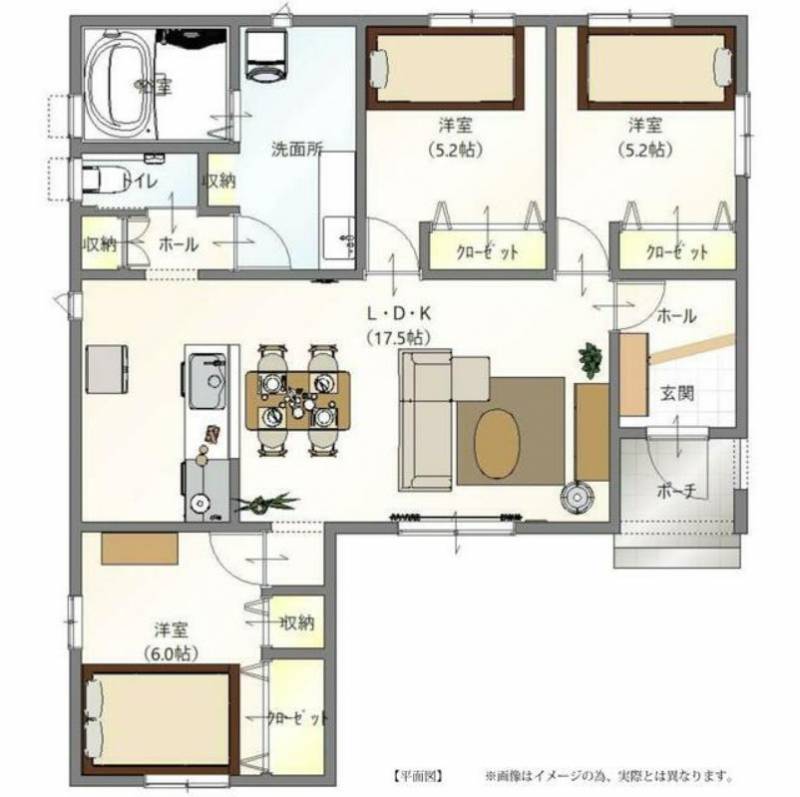 高松市川部町 一戸建 ◎川部町広いリビングの平屋の間取り画像