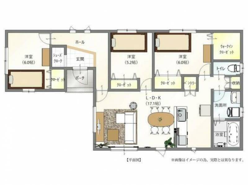 高松市香川町大野 一戸建 ◎大野の平屋の間取り画像