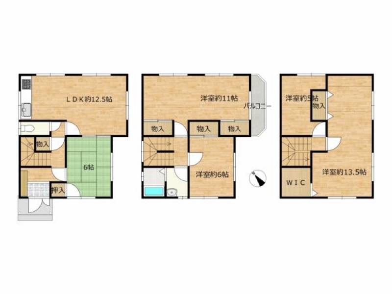 木田郡三木町下高岡 一戸建 の間取り画像