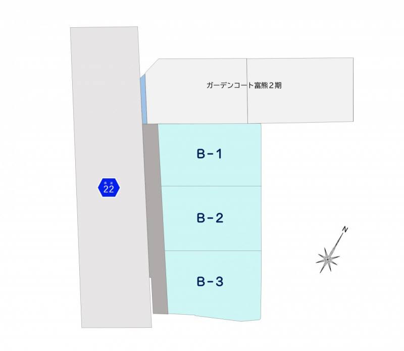 丸亀市綾歌町富熊 富熊売土地B-2号地の区画図