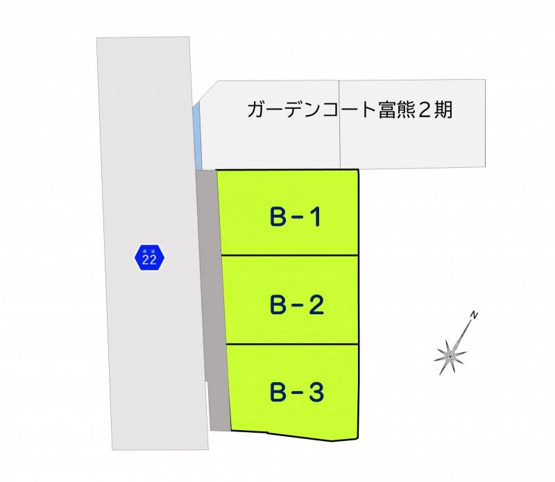 丸亀市綾歌町富熊 富熊売土地B-2号地の区画図