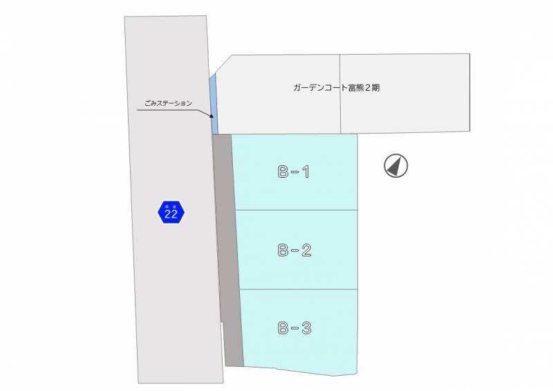 丸亀市綾歌町富熊 富熊売土地B-2号地の区画図