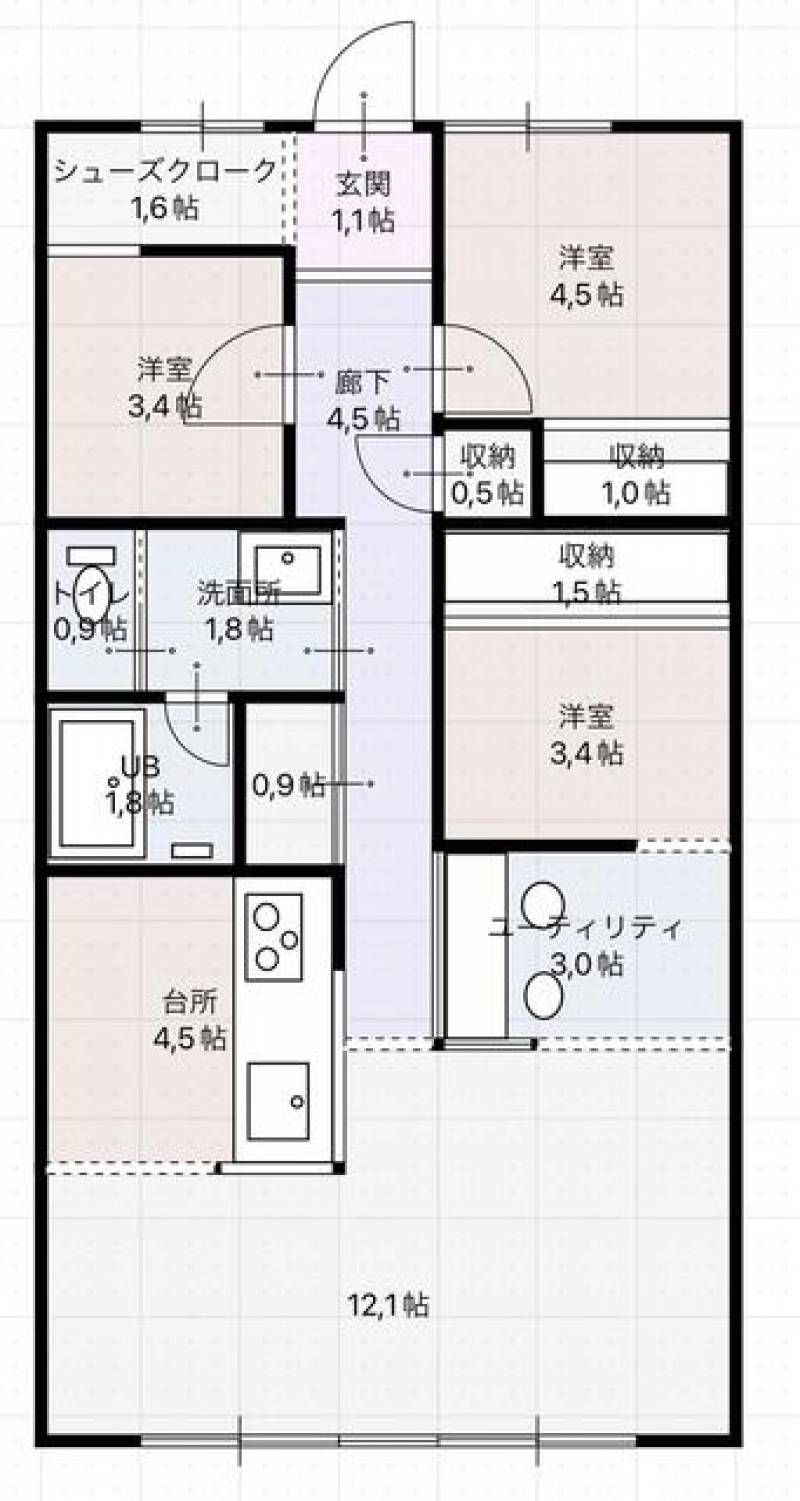 高松市 香西北町 (香西駅) 7階 1SLDK の間取り画像