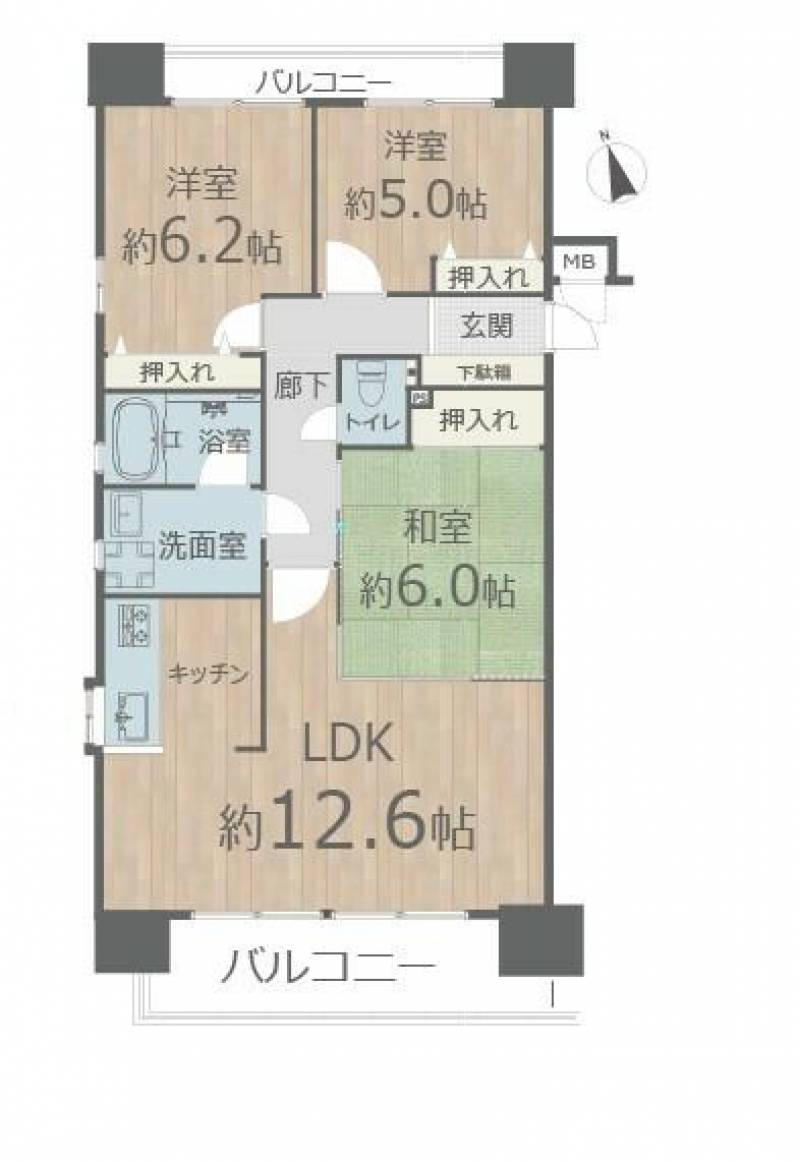 高松市 上之町１丁目 (三条駅) 4階 3LDK の間取り画像