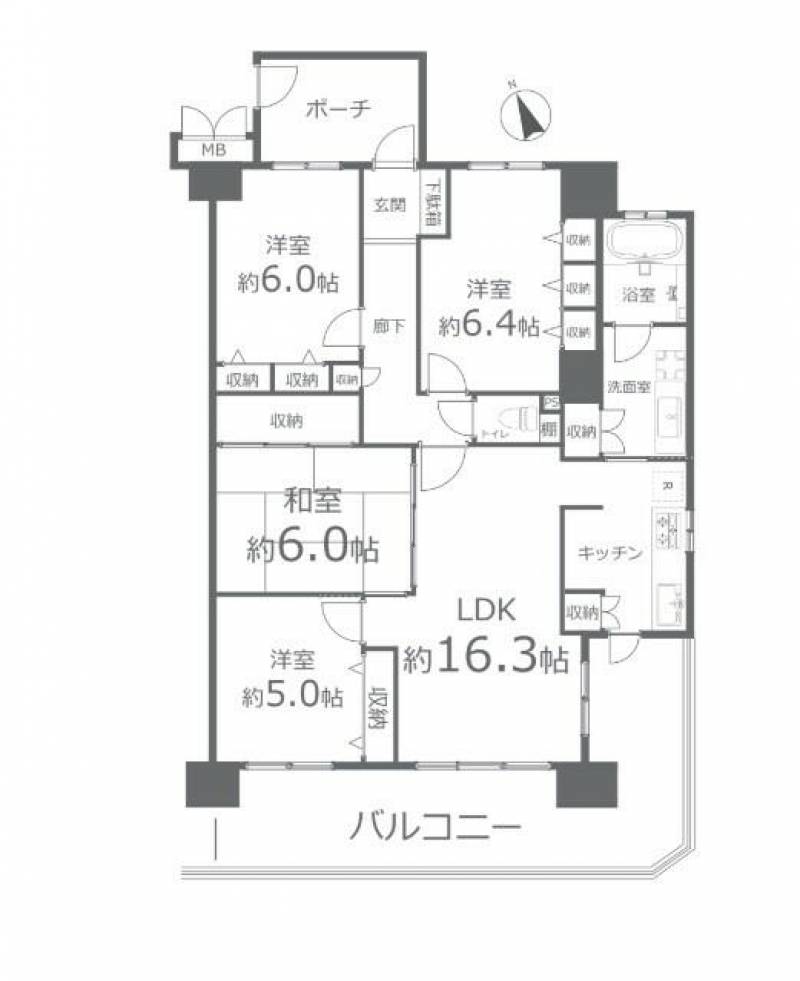 高松市 上之町３丁目 (三条駅) 3階 4LDK の間取り画像