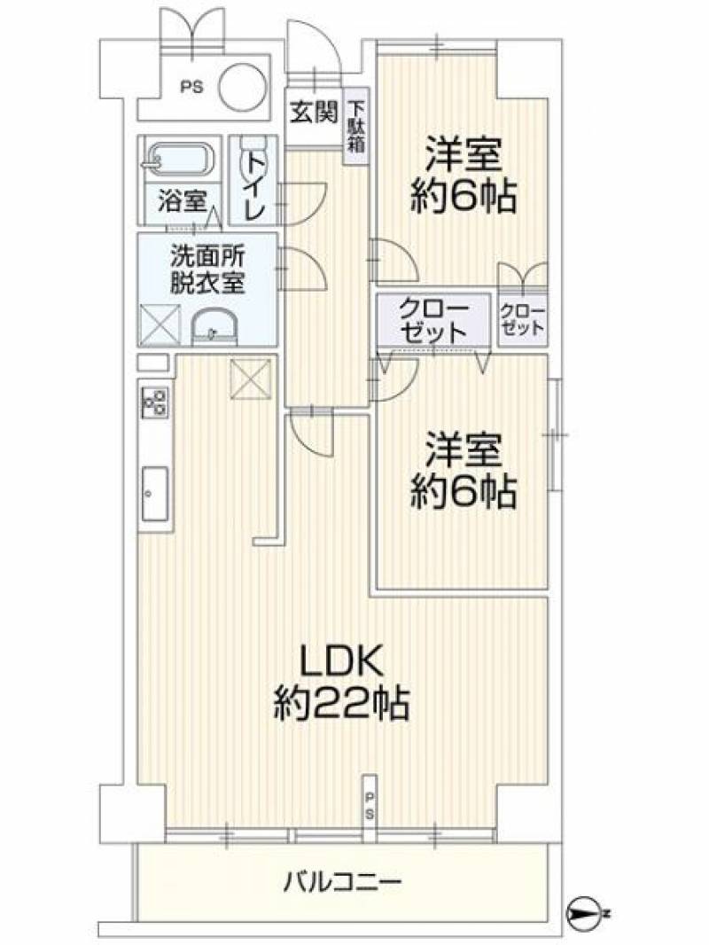 労住協第弐五ビル１号棟　５０７ 5階 2LDK の間取り画像