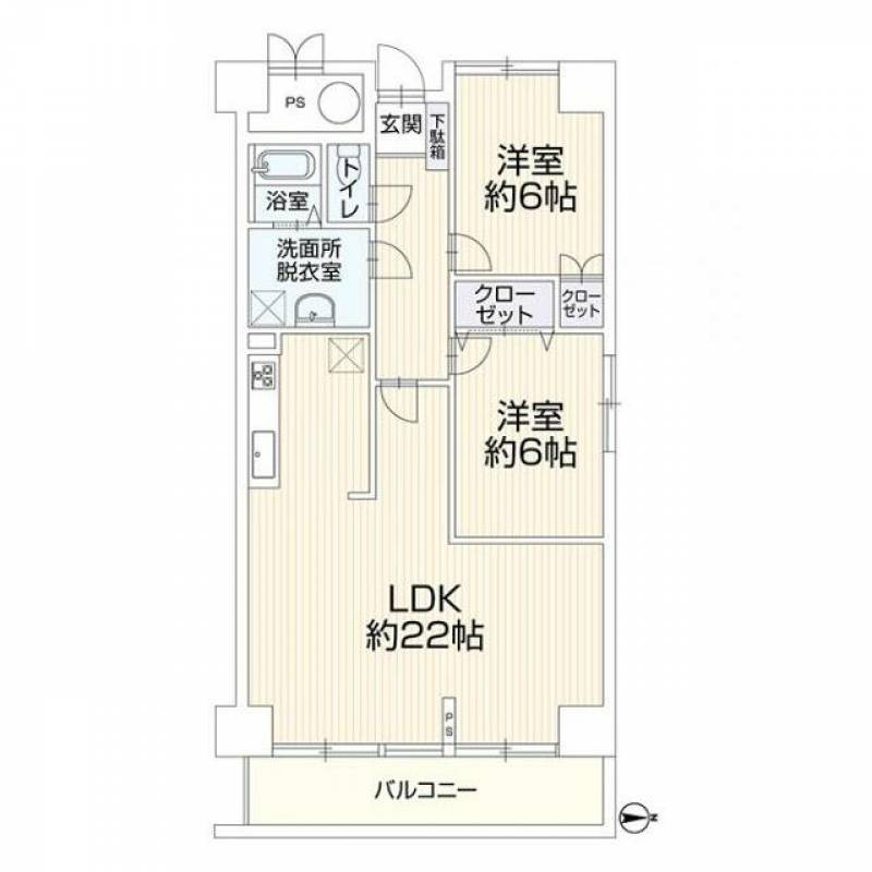 高松市 兵庫町 (高松駅) 5階 2LDK の間取り画像