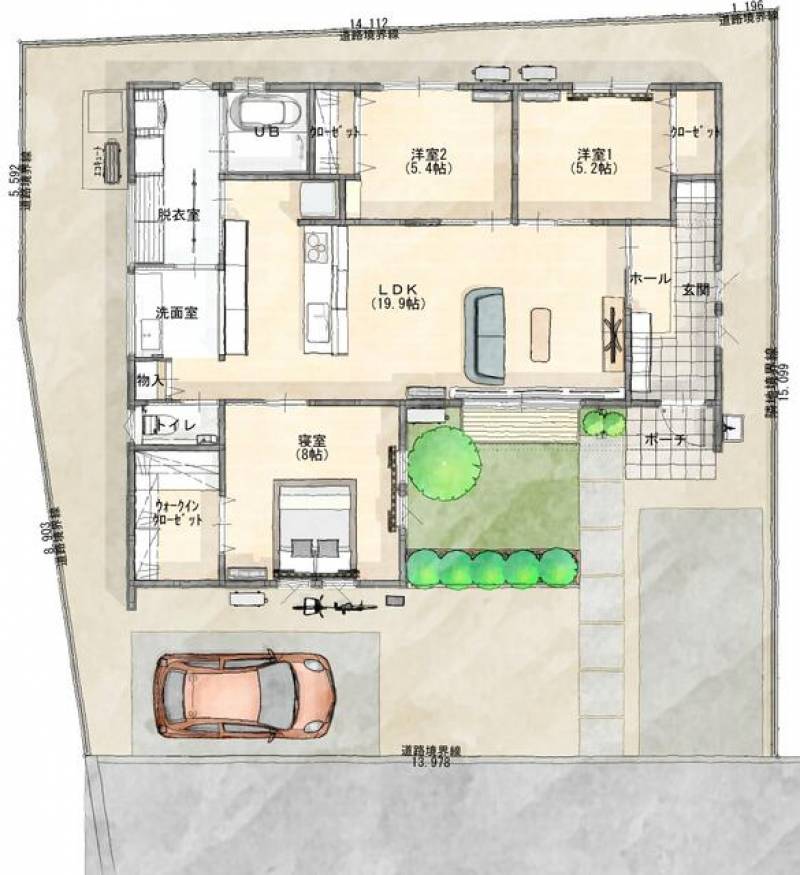 高松市円座町 一戸建 の間取り画像