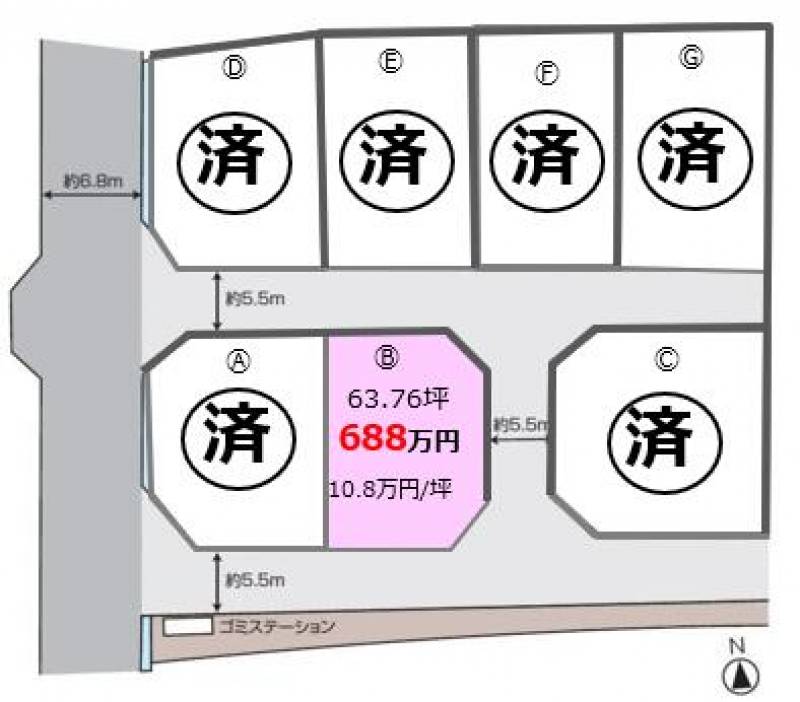 木田郡三木町下高岡  の区画図