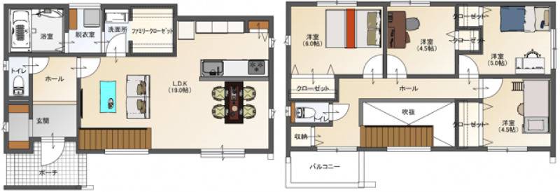 丸亀市土器町西 一戸建 フェリディアガーデン丸亀土器町西16号地の間取り画像