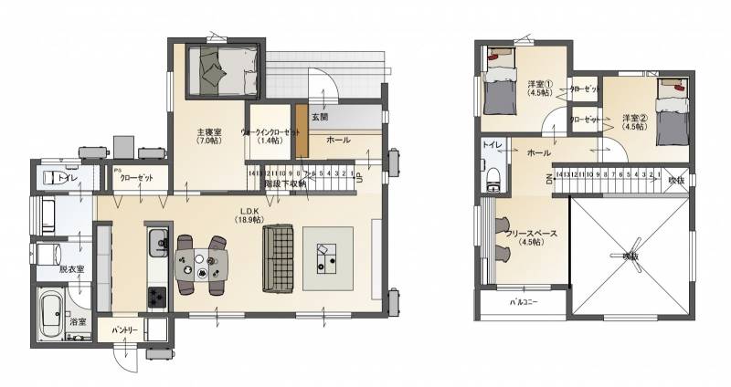 丸亀市土器町西 一戸建 フェリディアガーデン丸亀土器町西24号地の間取り画像