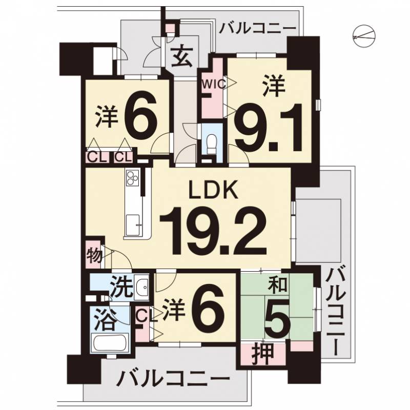 ロイヤルガーデン栗林駅前 102の間取り画像