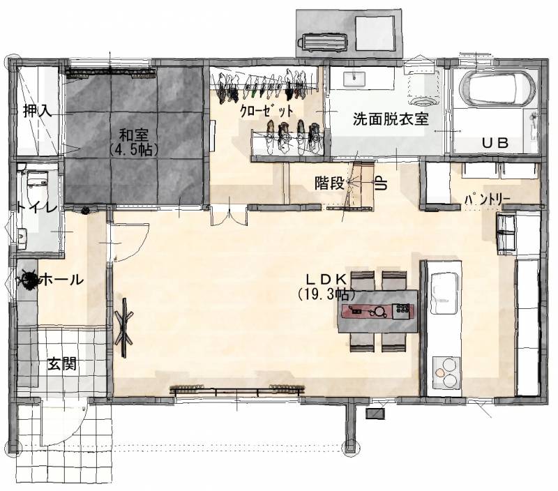 高松市香川町大野 一戸建 ドリームタウン大野Ⅲモデルハウス８号地の間取り画像