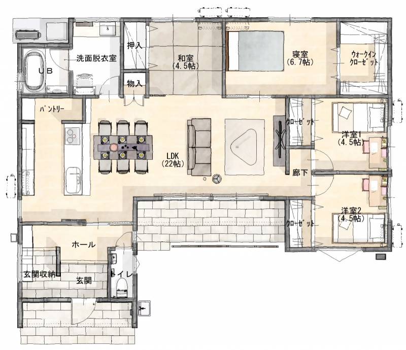 高松市多肥上町 一戸建 アイタウン多肥Ⅱモデルハウス１２号地の間取り画像