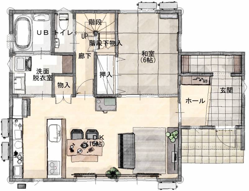 丸亀市津森町 一戸建 プラスタウン津森モデルハウス１号地の間取り画像